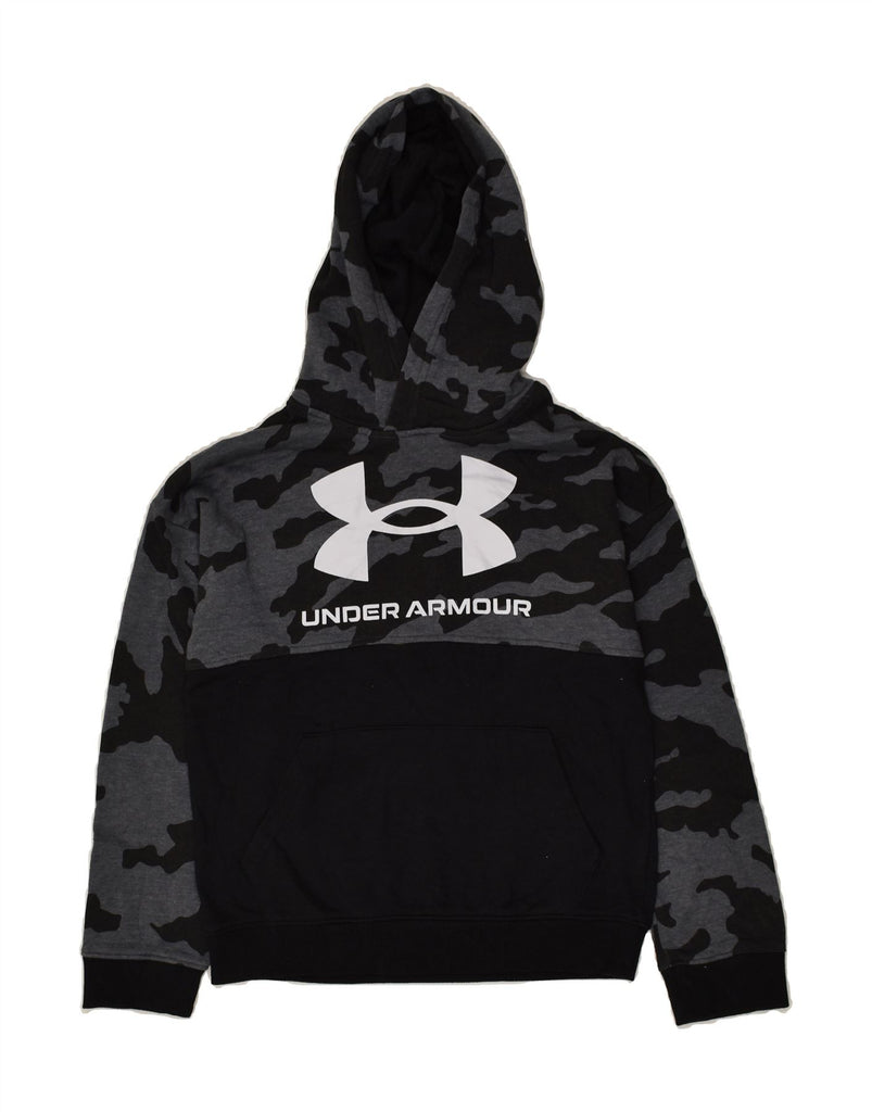 UNDER ARMOUR Boys Graphic Hoodie Jumper 10-11 Years Black Colourblock | Vintage Under Armour | Thrift | Second-Hand Under Armour | Used Clothing | Messina Hembry 