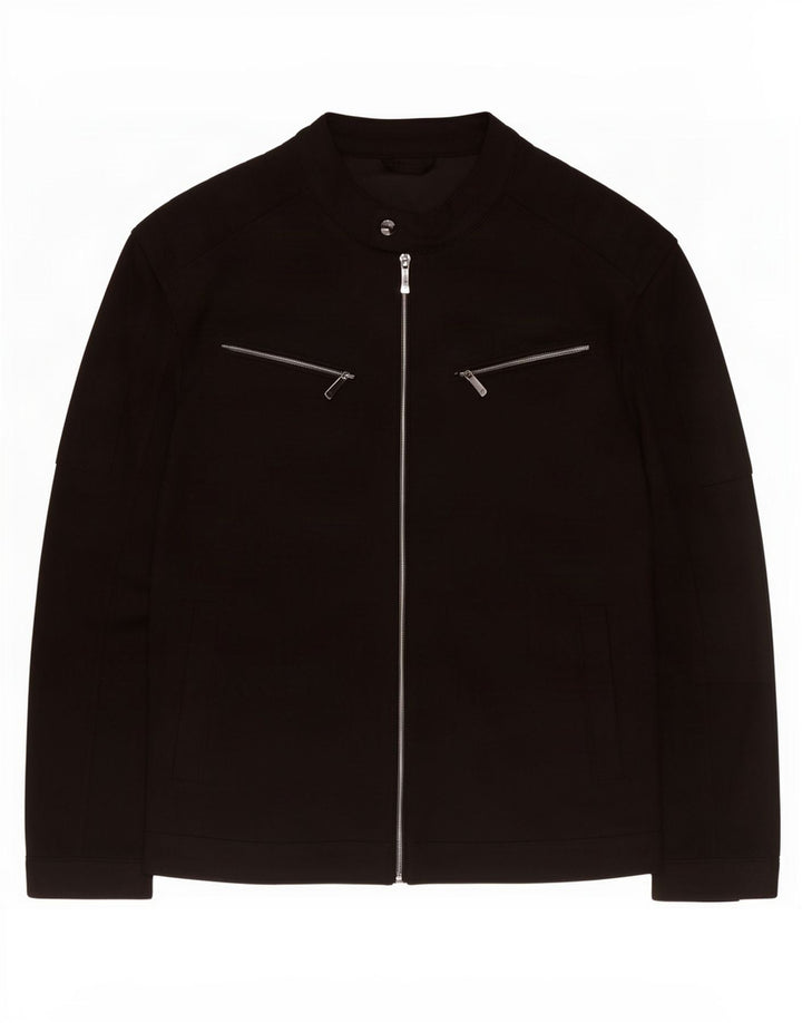 Zara Mens Utility Jacket UK 42 XL Black Polyester