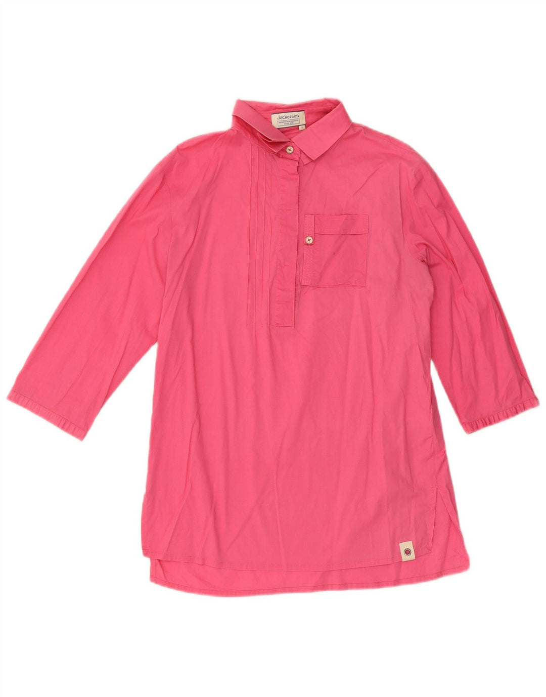 Jeckerson Womens 3/4 Sleeve Pullover Shirt UK 10 Small Pink Cotton