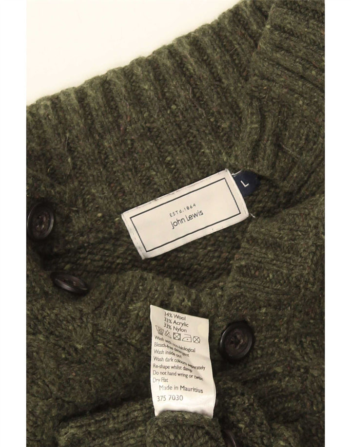 John Lewis Mens Button Neck Jumper Sweater Large Khaki Wool