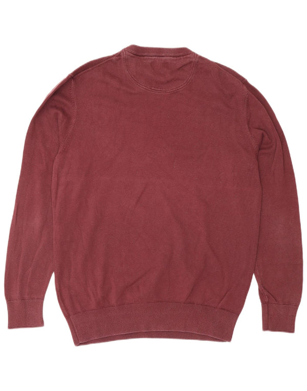TIMBERLAND Mens Crew Neck Jumper Sweater Medium Burgundy Cotton