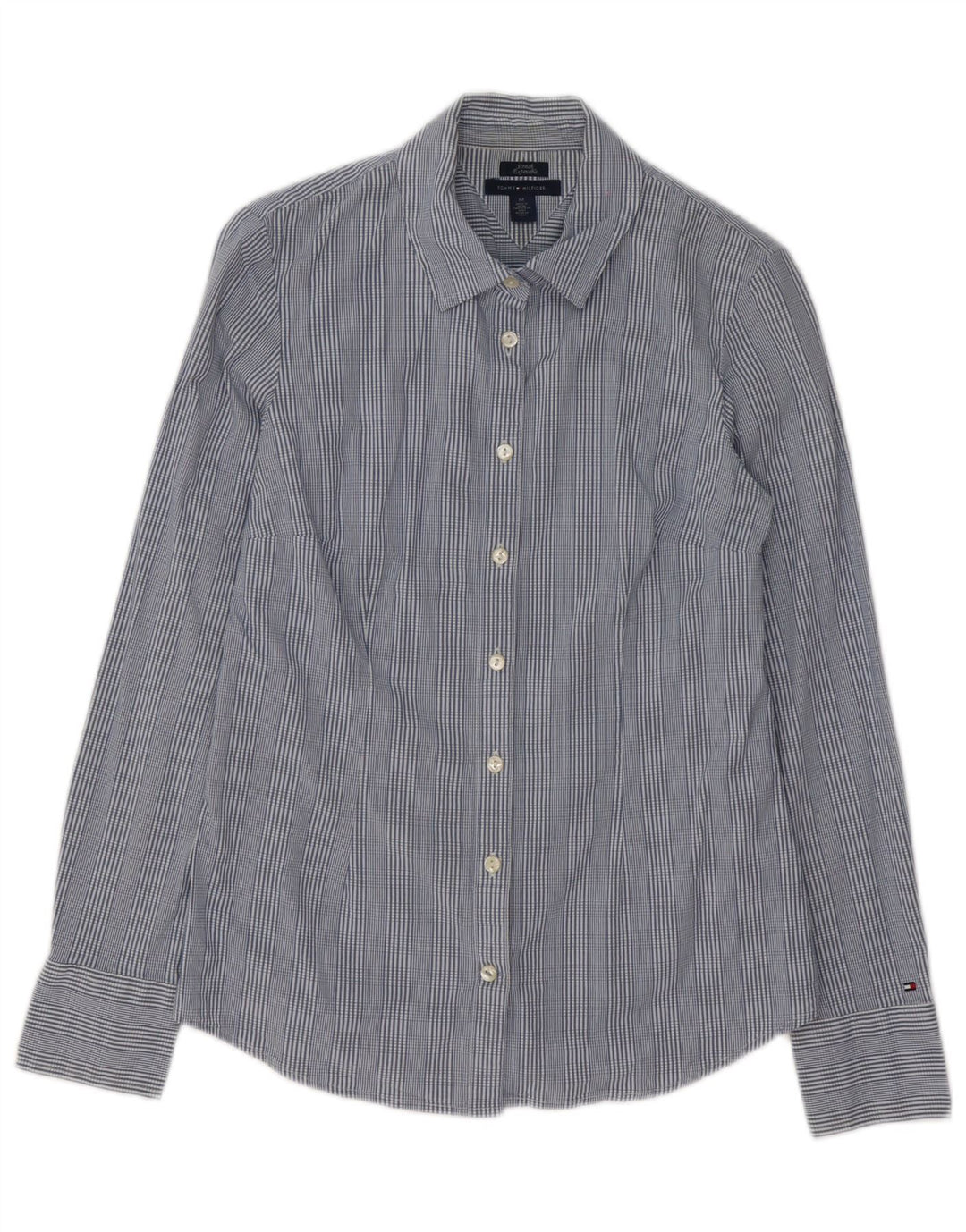 Tommy Hilfiger Womens Shirt UK 14 Medium Blue Check Cotton