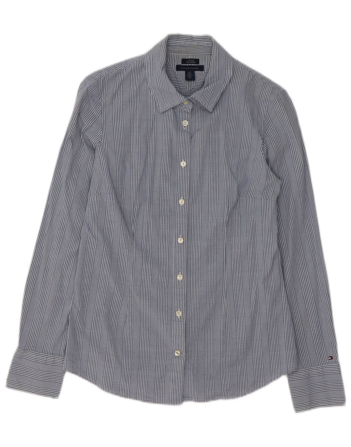 Tommy Hilfiger Womens Shirt UK 14 Medium Blue Check Cotton