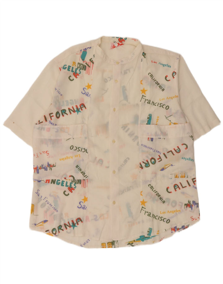 Vintage Mens California Graphic Short Sleeve Shirt Large White