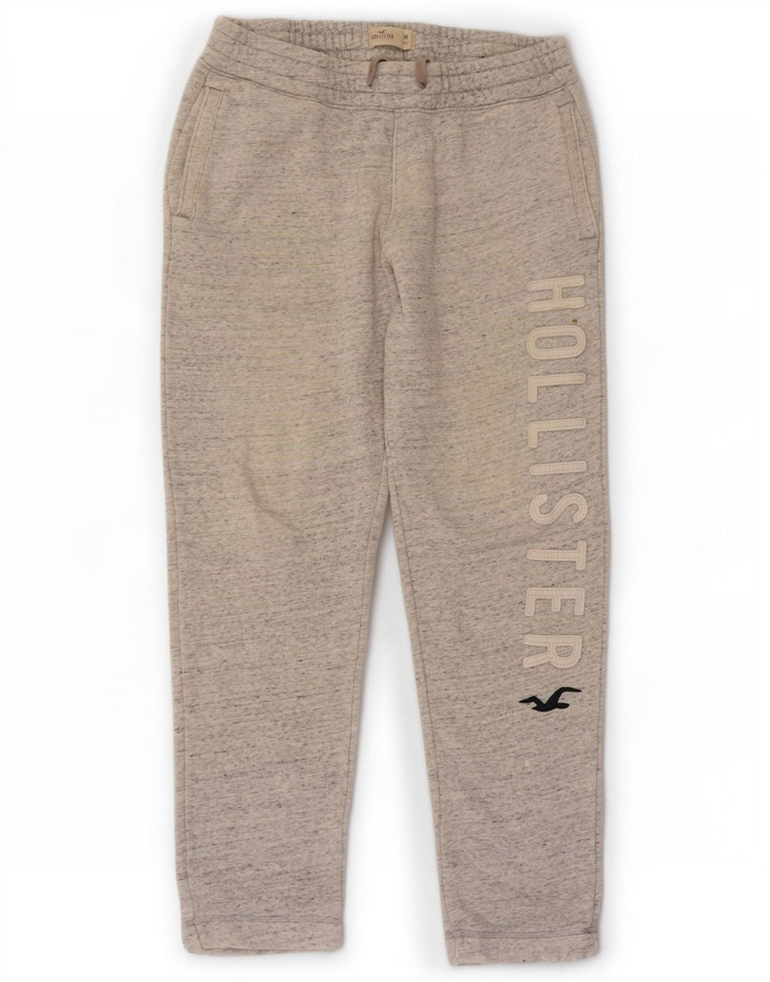 Hollister Mens Graphic Tracksuit Trousers Medium Grey Flecked Cotton