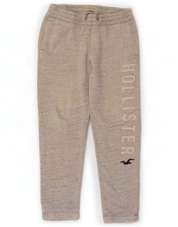 Hollister Mens Graphic Tracksuit Trousers Medium Grey Flecked Cotton