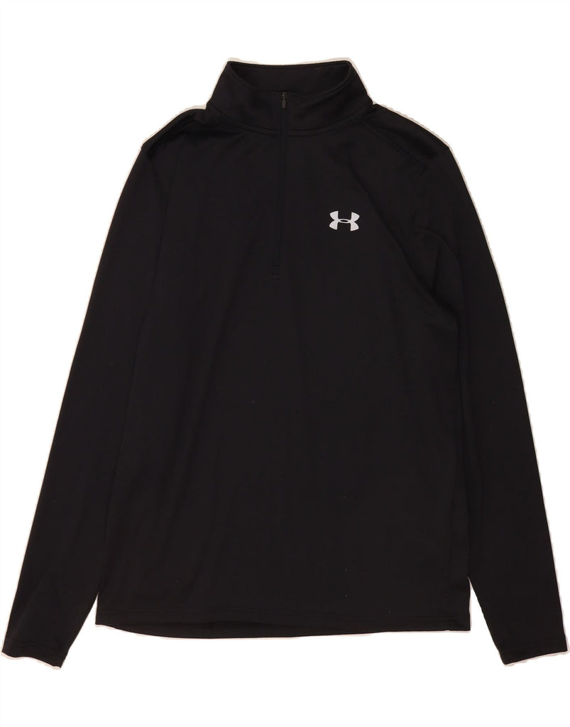 UNDER ARMOUR Mens Heat Gear Zip Neck Pullover Tracksuit Top Large Black Vintage Under Armour and Second-Hand Under Armour from Messina Hembry 
