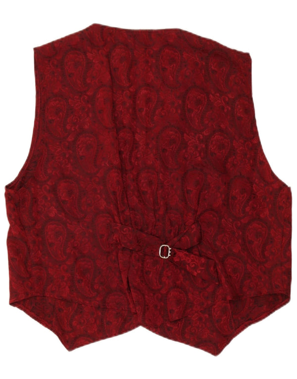 Vintage Womens Waistcoat UK 16 Large Burgundy Paisley Acetate
