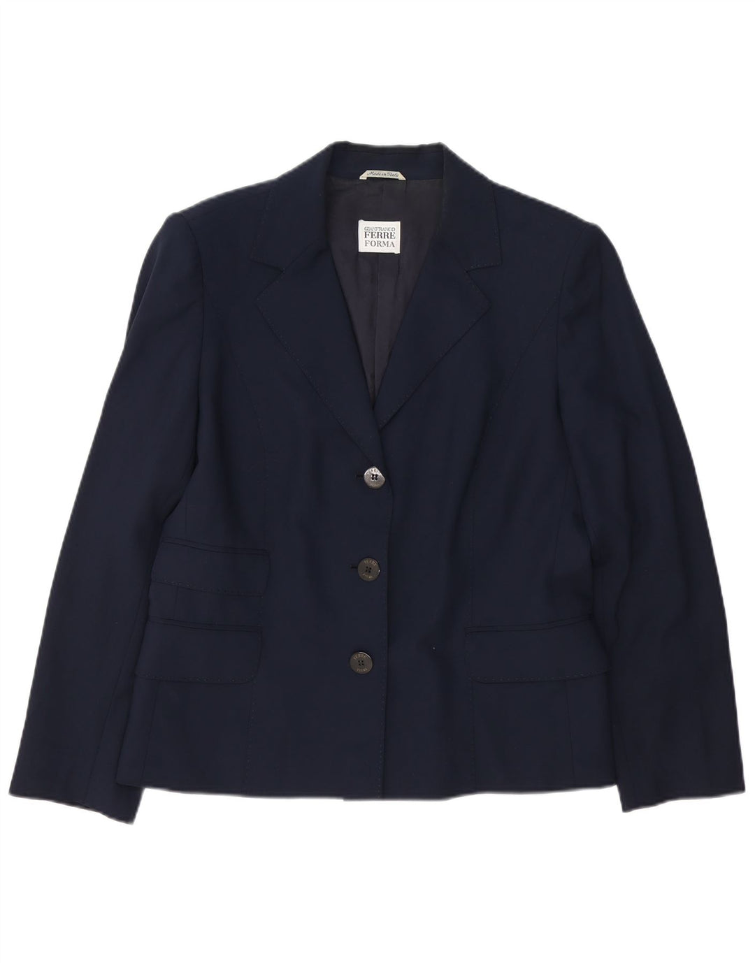 Gianfranco Ferre Womens 3 Button Blazer Jacket UK 14 Large Navy Blue