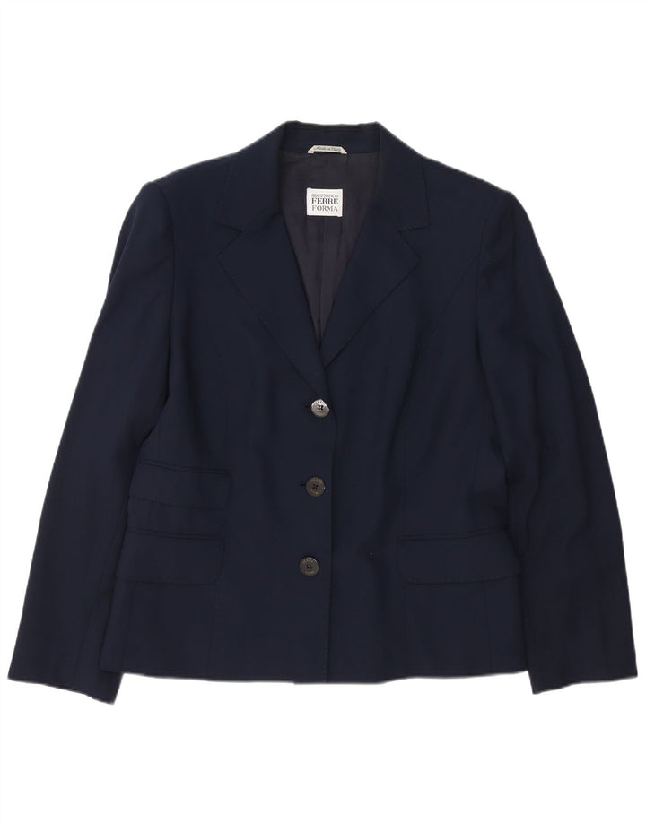 Gianfranco Ferre Womens 3 Button Blazer Jacket UK 14 Large Navy Blue