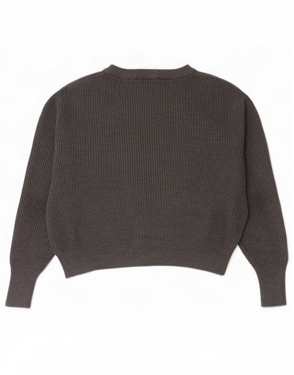 Zara Womens Oversized Boat Neck Jumper Sweater UK 10 Small Grey Viscose
