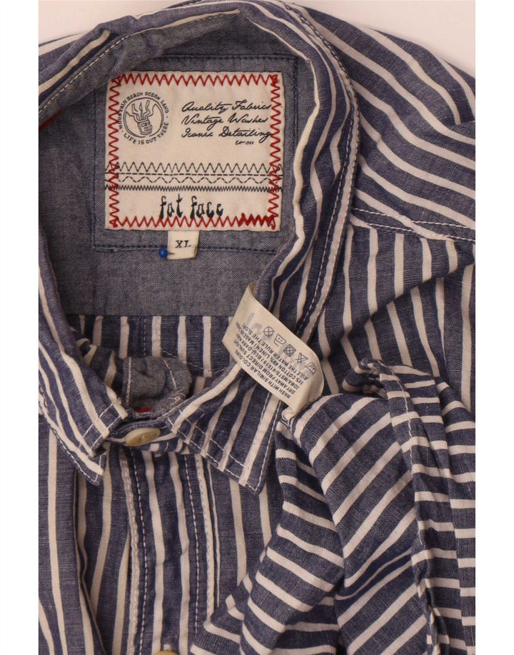 Fat Face Mens Shirt XL Blue Striped Cotton