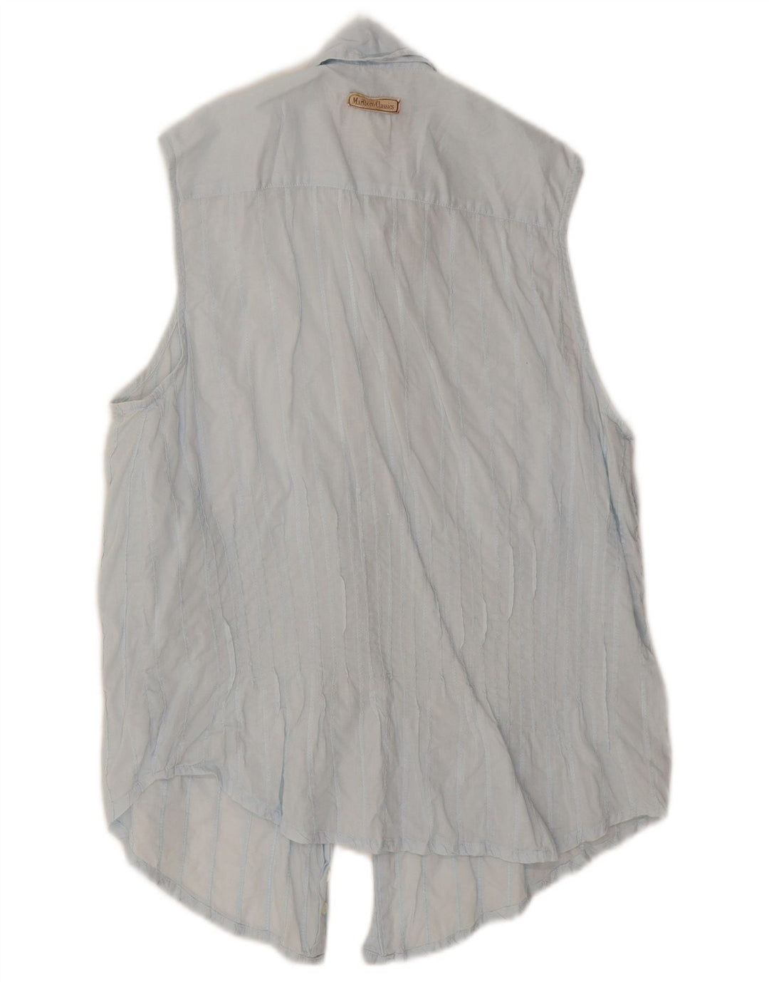 Marlboro Classics Womens Sleeveless Slim Fit Shirt UK 14 Medium Blue