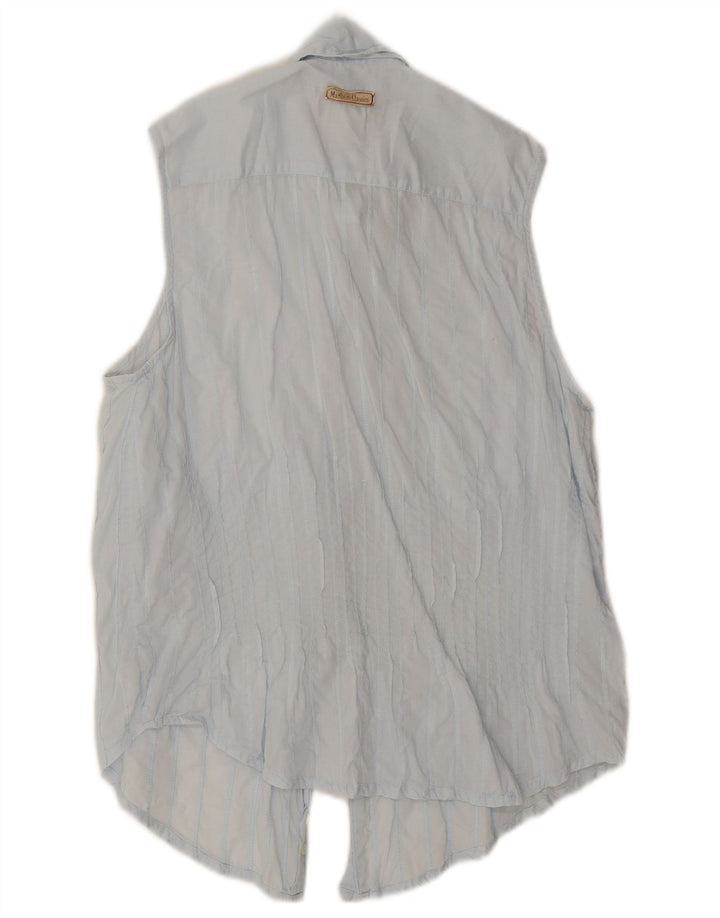 Marlboro Classics Womens Sleeveless Slim Fit Shirt UK 14 Medium Blue