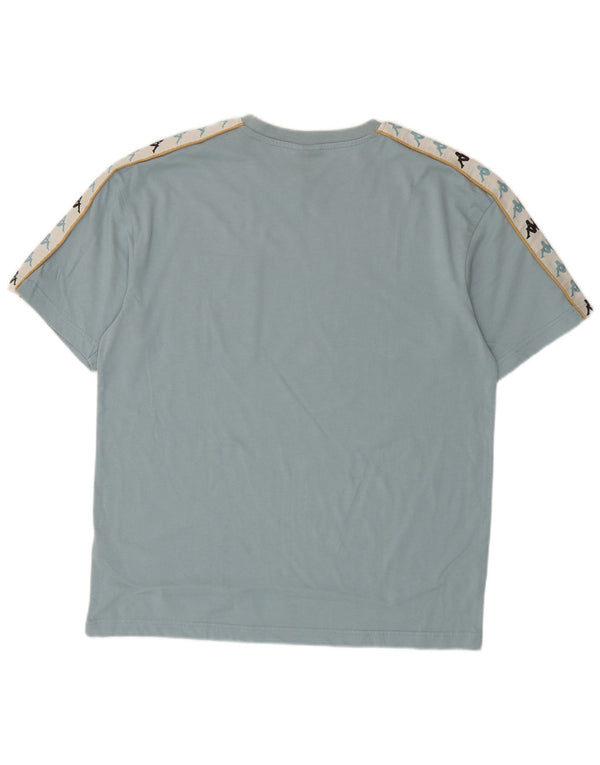 Kappa Mens Graphic T-Shirt Top Large Blue Colourblock Cotton