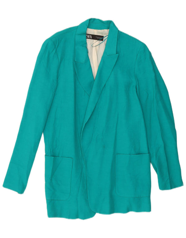 ZARA Womens Open Blazer Jacket UK 14 Medium Turquoise Viscose
