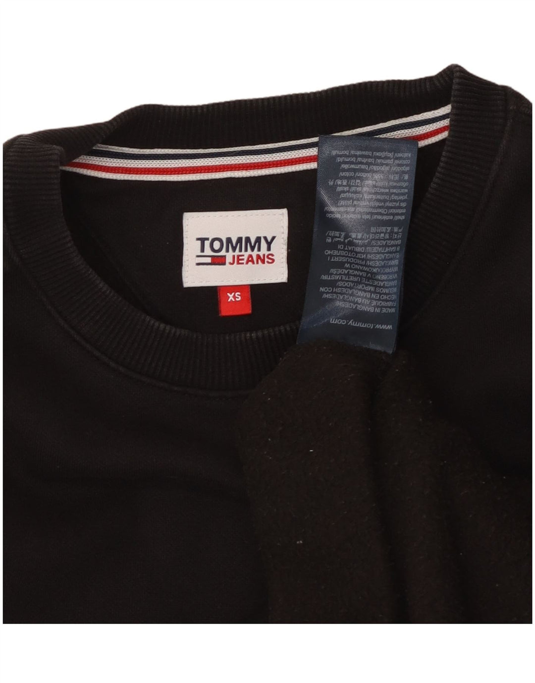 TOMMY HILFIGER Womens Oversized Sweatshirt Jumper UK 6 XS Black Cotton