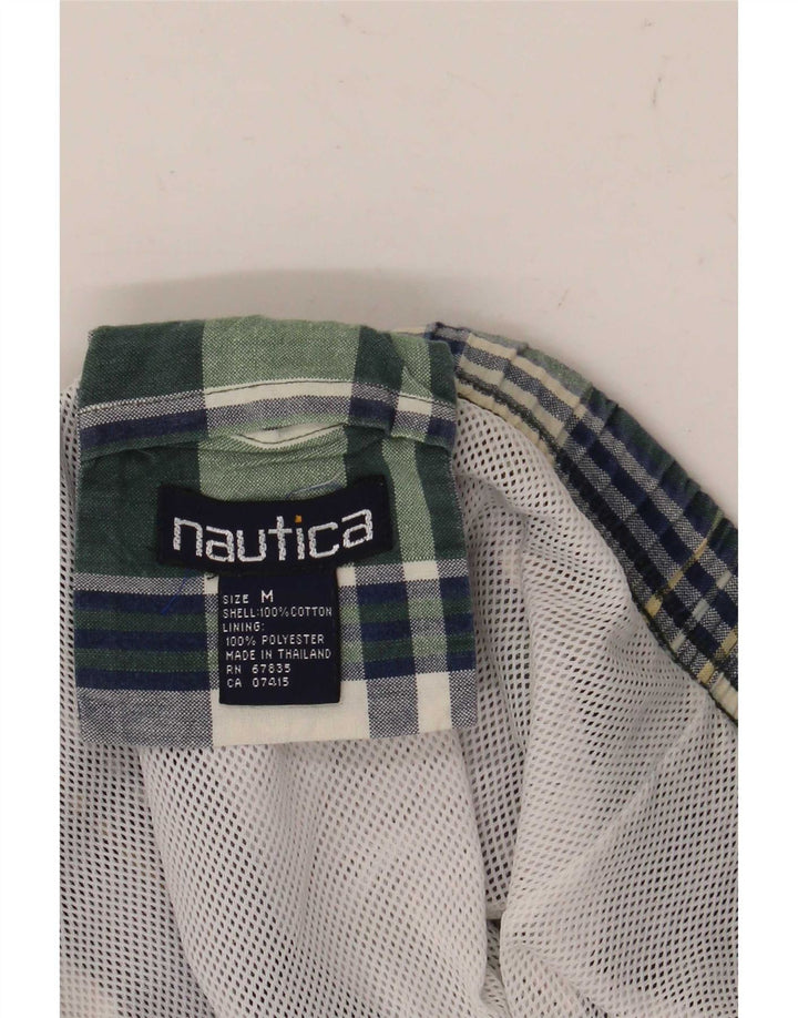 Nautica Mens Swimming Shorts Medium  Green Check Cotton