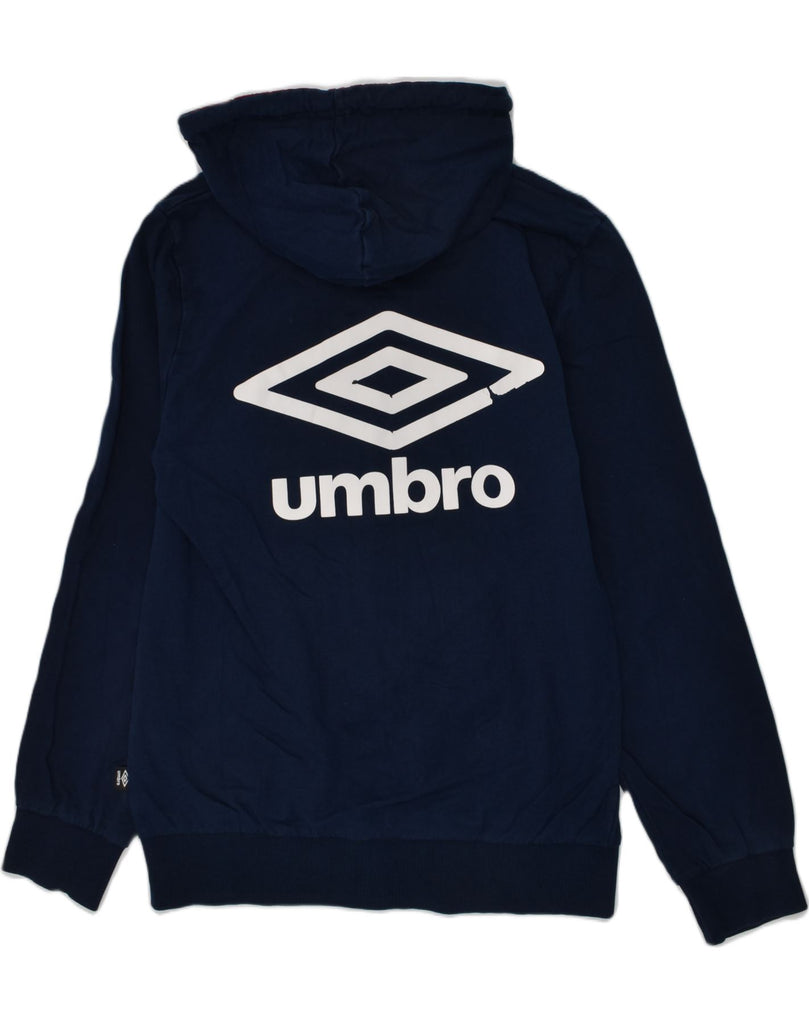 UMBRO Boys Graphic Zip Hoodie Sweater 15-16 Years 2XL Navy Blue Cotton | Vintage Umbro | Thrift | Second-Hand Umbro | Used Clothing | Messina Hembry 