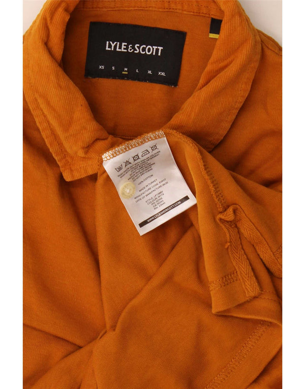 Lyle & Scott Mens Long Sleeve Polo Shirt Medium Orange Cotton