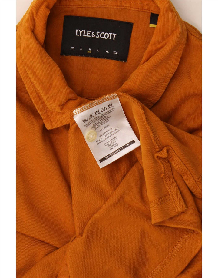 Lyle & Scott Mens Long Sleeve Polo Shirt Medium Orange Cotton
