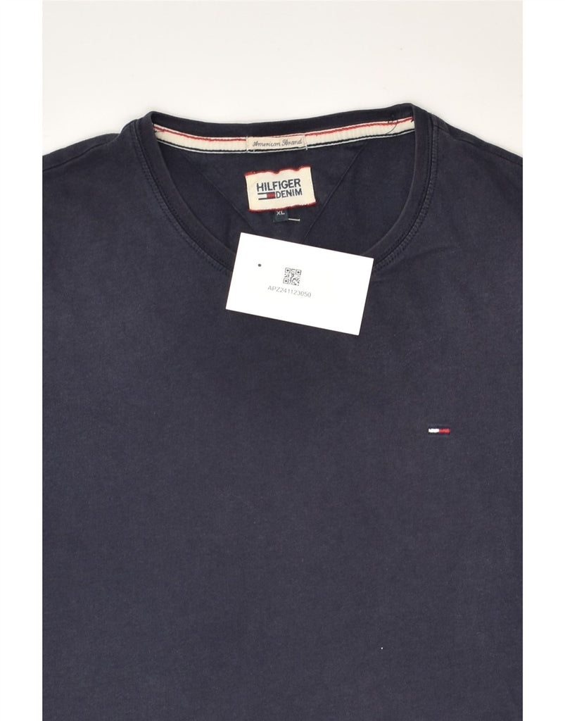 TOMMY HILFIGER Mens T-Shirt Top XL Navy Blue Cotton | Vintage Tommy Hilfiger | Thrift | Second-Hand Tommy Hilfiger | Used Clothing | Messina Hembry 