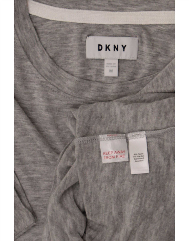 Dkny Womens Loose Fit T-Shirt Top UK 14 Medium Grey Rayon