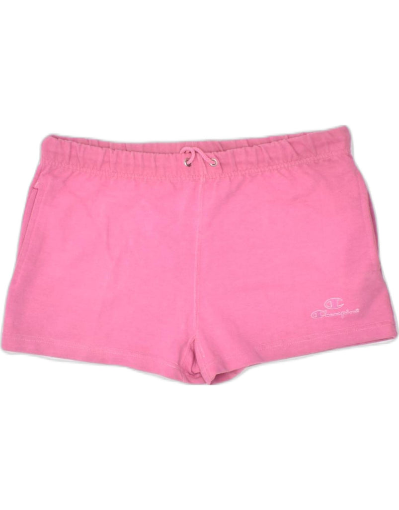 CHAMPION Womens Sport Shorts UK 14 Large Pink Cotton | Vintage | Thrift | Second-Hand | Used Clothing | Messina Hembry 