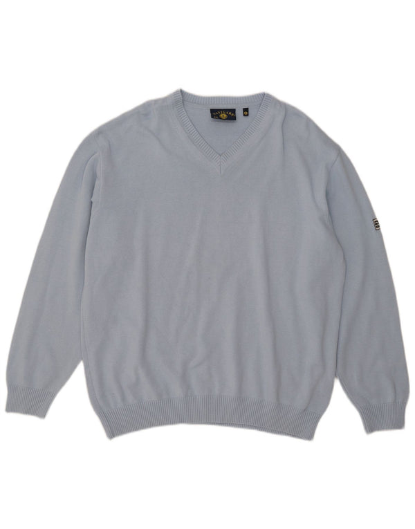 Navigare Mens V-Neck Jumper Sweater 2XL Blue Cotton