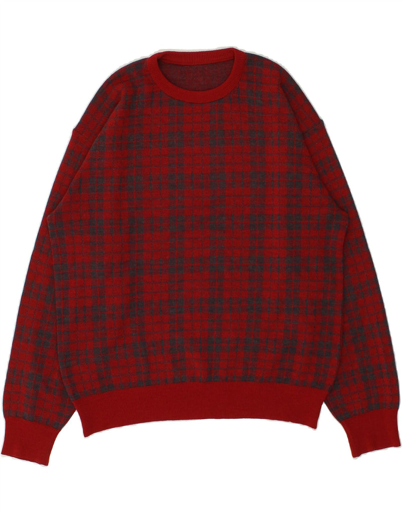 VINTAGE Womens Crew Neck Jumper Sweater UK 18 XL Red Check | Vintage Vintage | Thrift | Second-Hand Vintage | Used Clothing | Messina Hembry 