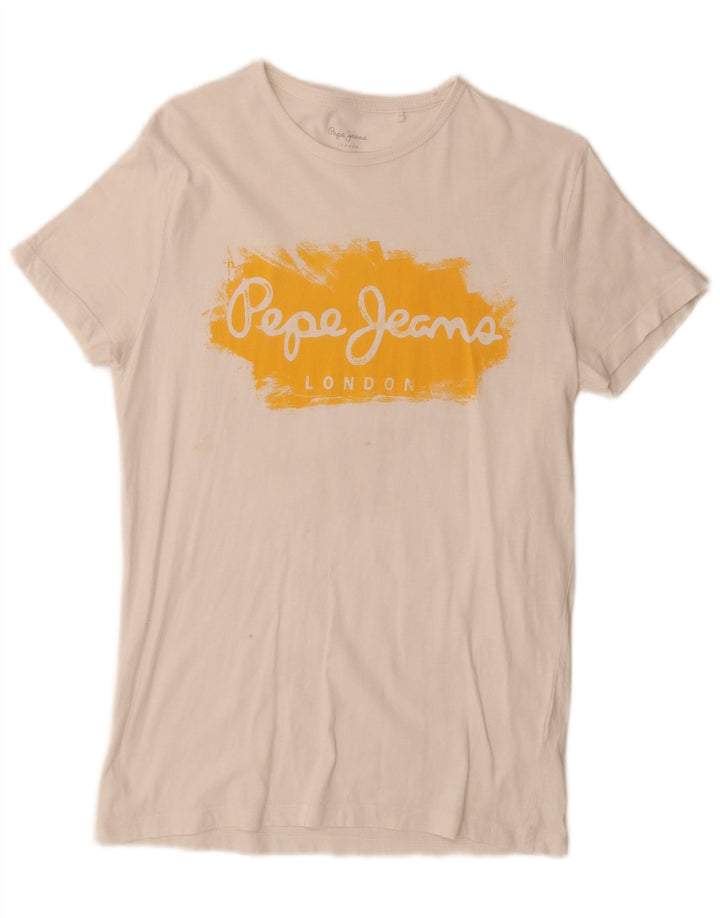 PEPE Jeans Mens Slim Graphic T-Shirt Top Small White