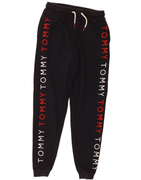 Tommy Hilfiger Womens Graphic Tracksuit Trousers Joggers UK 8 Small Black