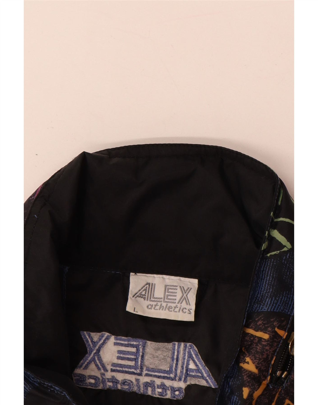 ALEX ATHLETICS  Mens Anorak Jacket UK 40 Large Blue Geometric Polyamide