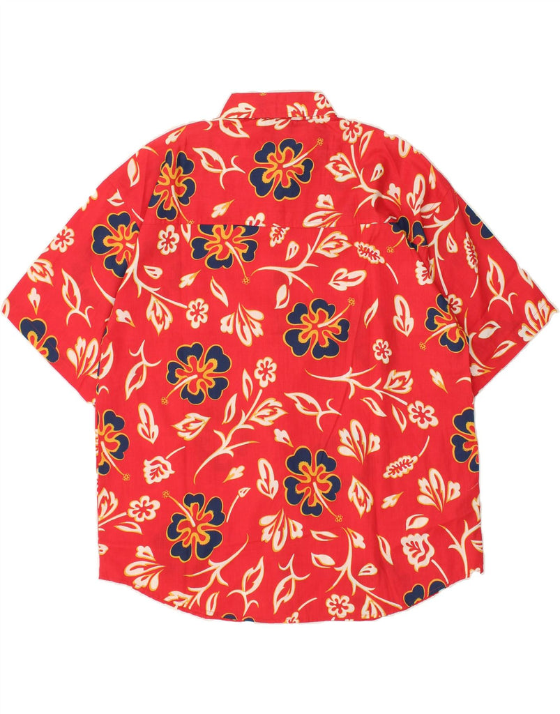 IDENTIC Mens Short Sleeve Shirt Size 43/44 XL Red Floral Cotton Vintage Identic and Second-Hand Identic from Messina Hembry 