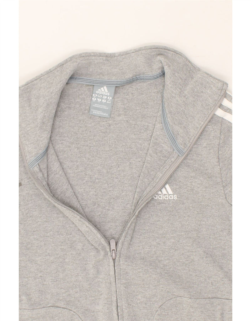 ADIDAS Womens Tracksuit Top Jacket UK 12 Medium Grey Cotton | Vintage Adidas | Thrift | Second-Hand Adidas | Used Clothing | Messina Hembry 