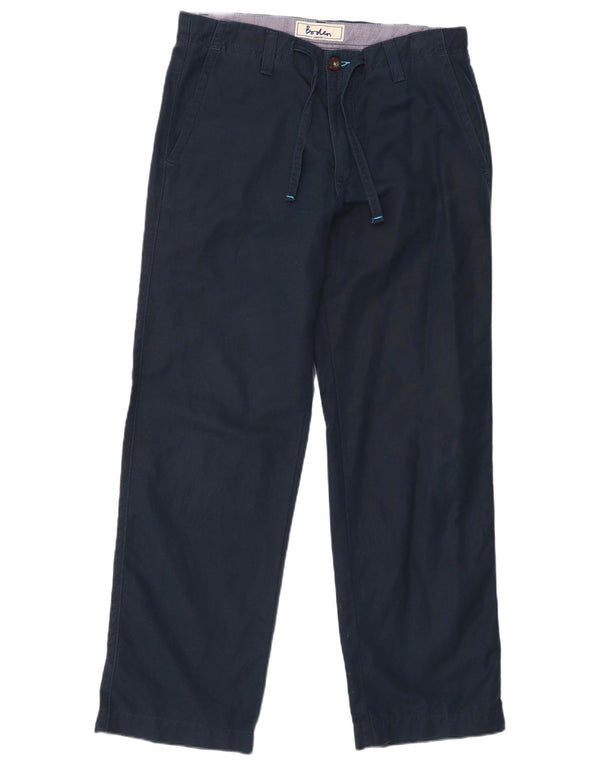 Boden Womens Straight Chino Trousers W32 L30 Navy Blue Cotton