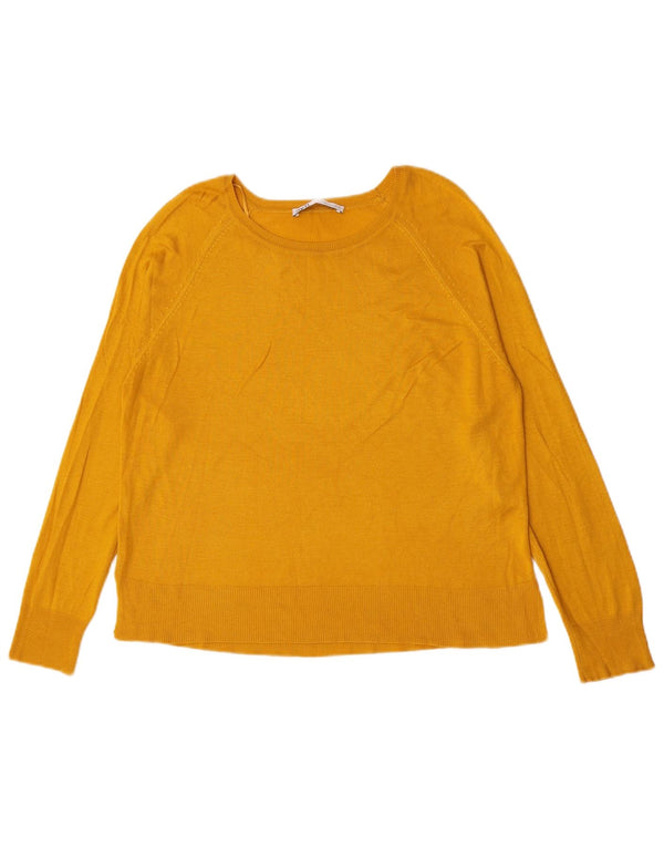 Zara Womens Boat Neck Jumper Sweater UK 14 Medium Yellow Viscose
