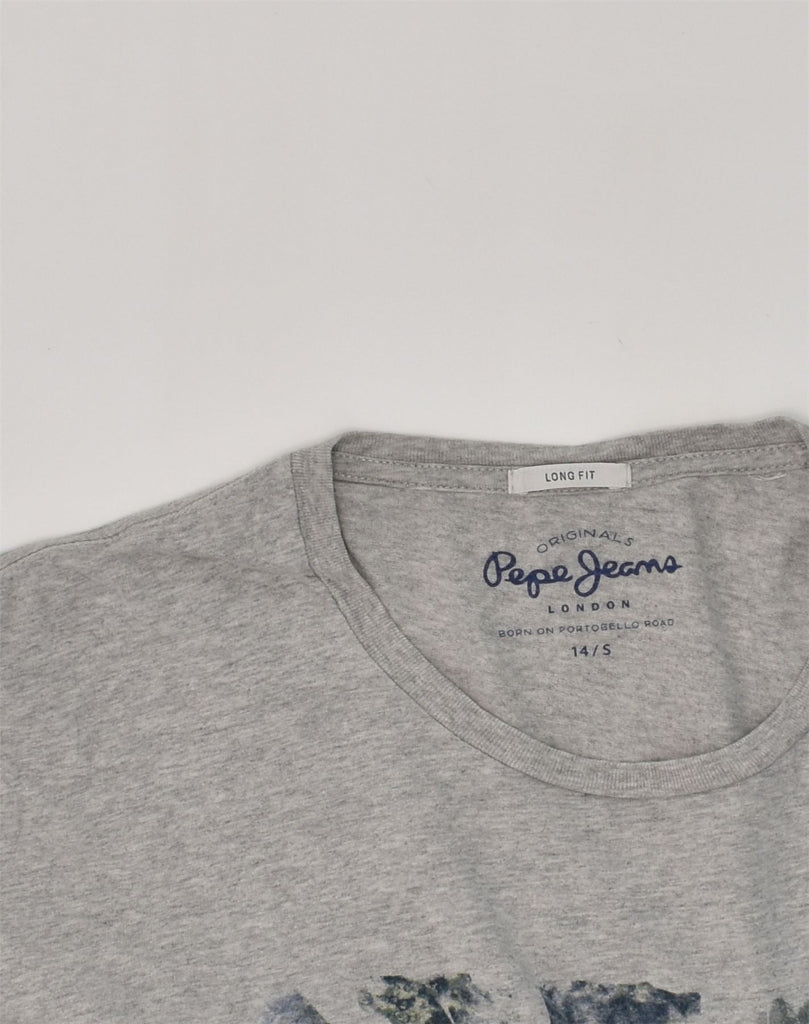 PEPE JEANS Boys Long Graphic T-Shirt Top 13-14 Years Small Grey Cotton | Vintage PEPE Jeans | Thrift | Second-Hand PEPE Jeans | Used Clothing | Messina Hembry 