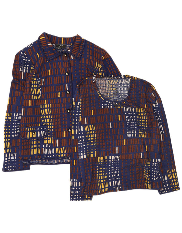 Liola Womens 2 Piece Set IT 50 XL Navy Blue Geometric Wool