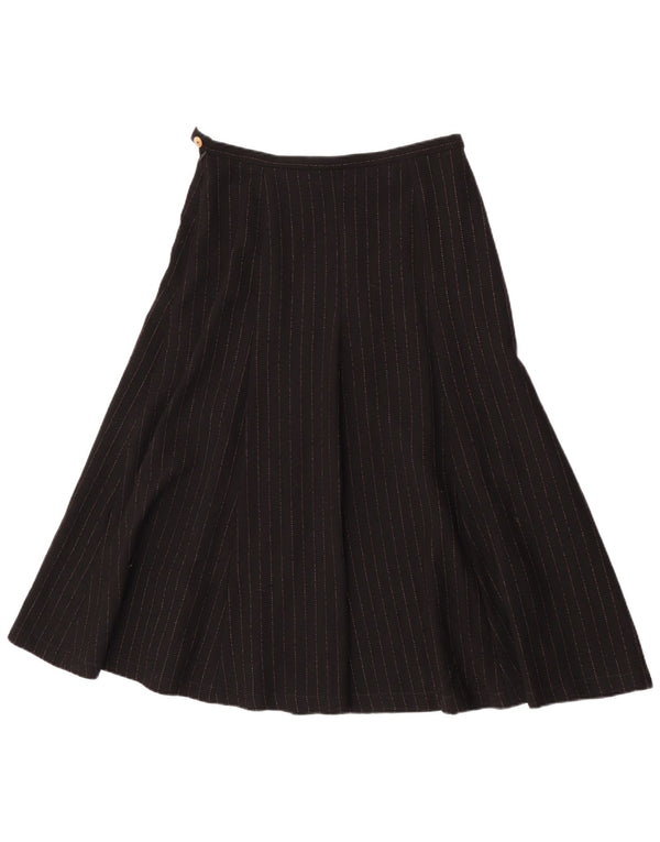 Vintage Womens High Waist A-Line Skirt UK 12 Medium W30 Black Striped