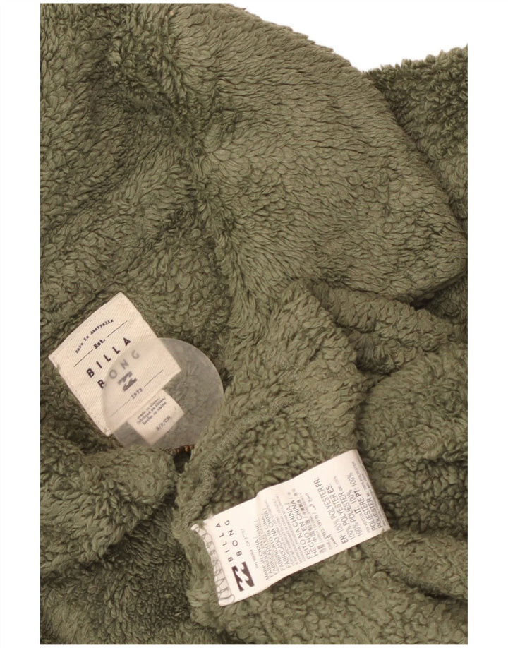Billabong Womens Oversized Fleece Jacket UK 10 Small Green Polyester