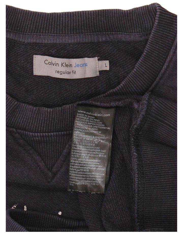 Calvin Klein Jeans Mens Graphic Sweatshirt Jumper Large Navy Blue