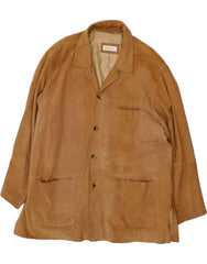 VINTAGE Mens Suede Jacket IT 56 3XL Brown Leather