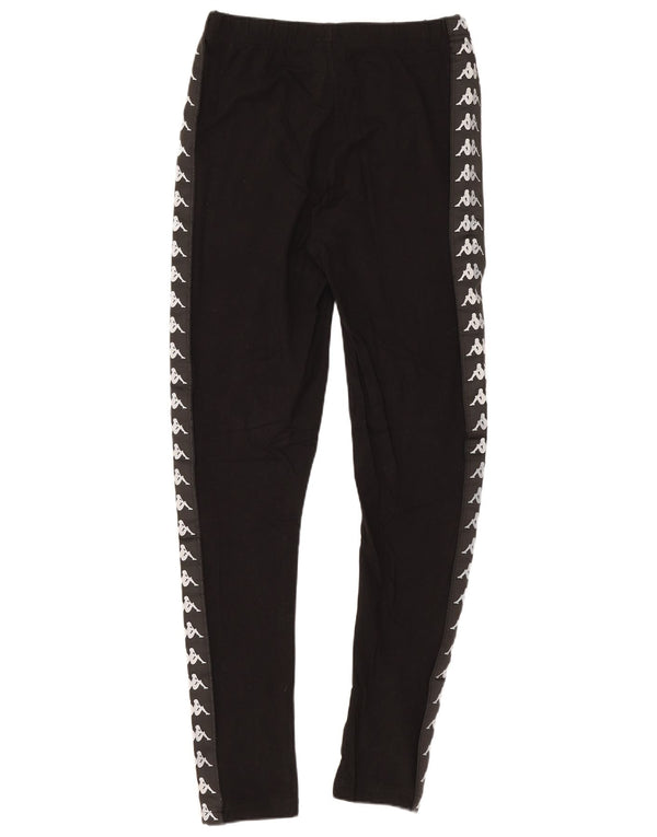 Kappa Womens Graphic Leggings UK 8 Small Black Cotton