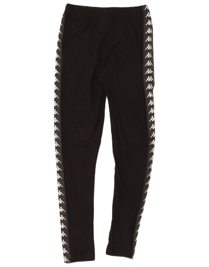 Kappa Womens Graphic Leggings UK 8 Small Black Cotton