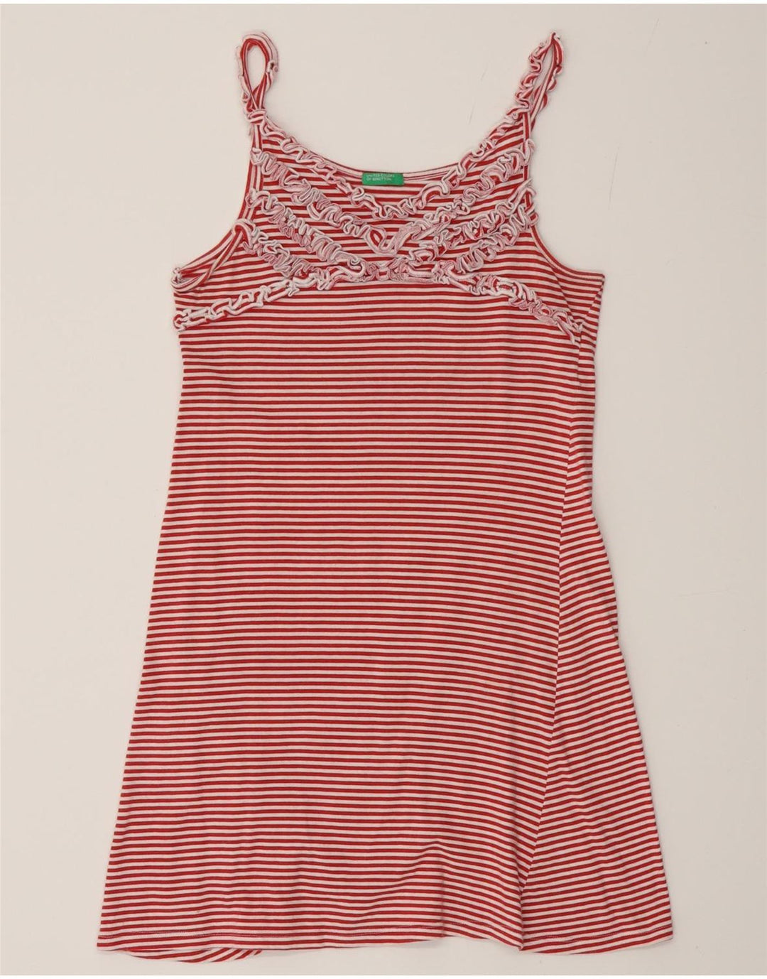 BENETTON Womens Slip Dress UK 4 XS Red Pinstripe