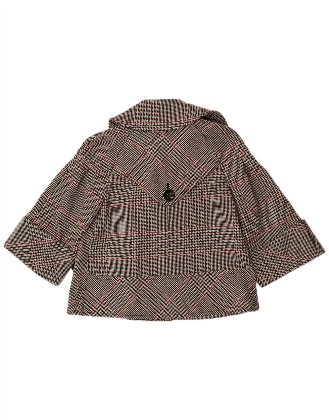 Zara Womens Short Double Breasted Blazer Jacket UK 14 Medium Grey Plaid