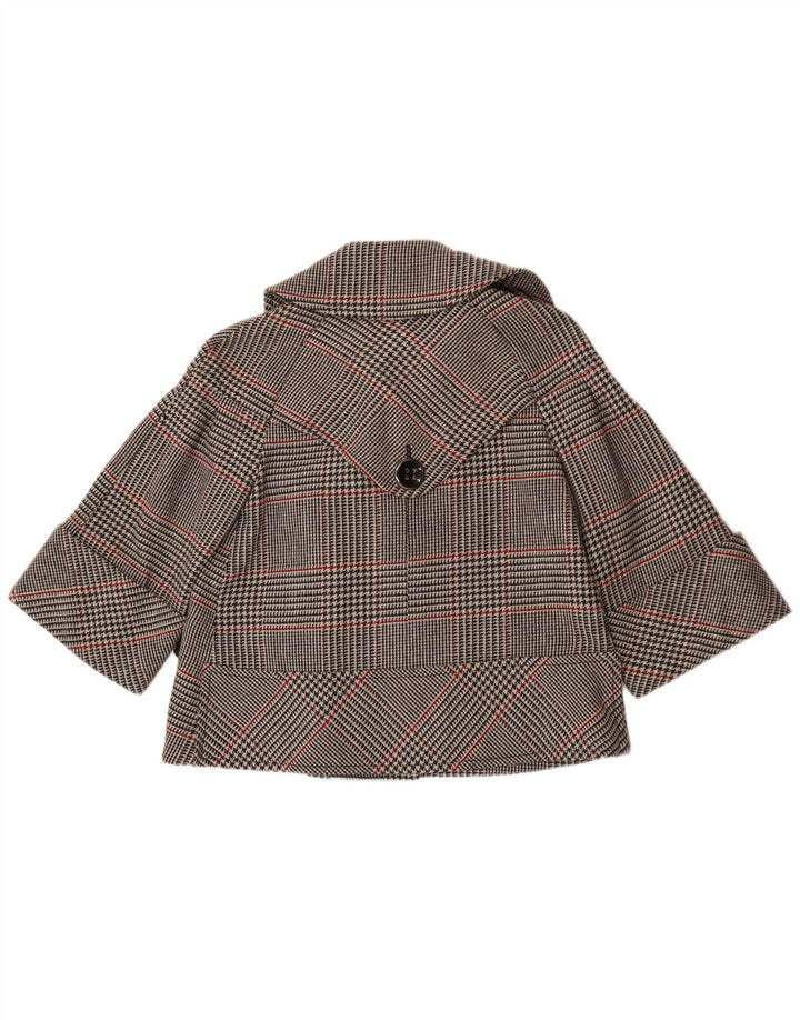 Zara Womens Short Double Breasted Blazer Jacket UK 14 Medium Grey Plaid