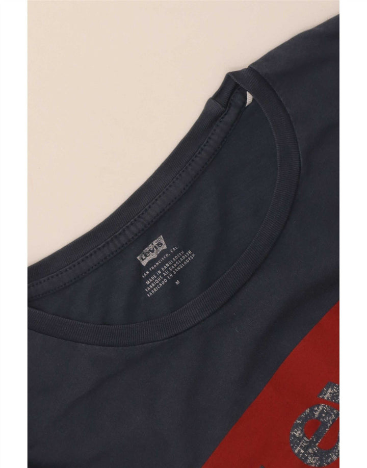 Levi's Womens Graphic T-Shirt Top UK 12 Medium Navy Blue