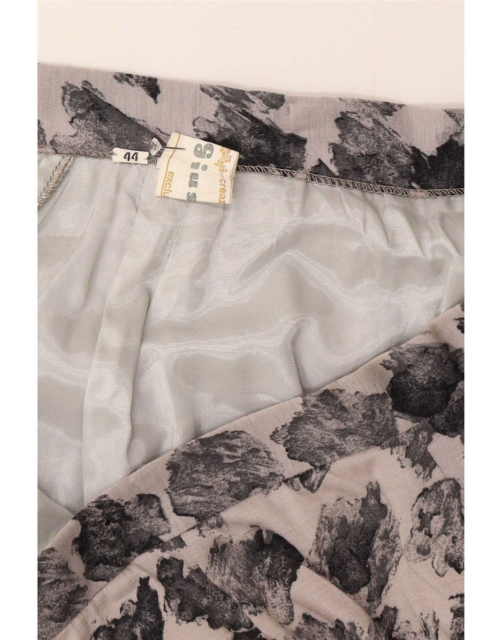 Vintage Womens Abstract Pattern A-Line Skirt IT 44 Medium W28 Grey